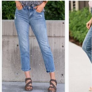 VERVET By Flying Monkey NEW AFTERNOON LIGHT Mid Rise Distressed Cropped Jean 26